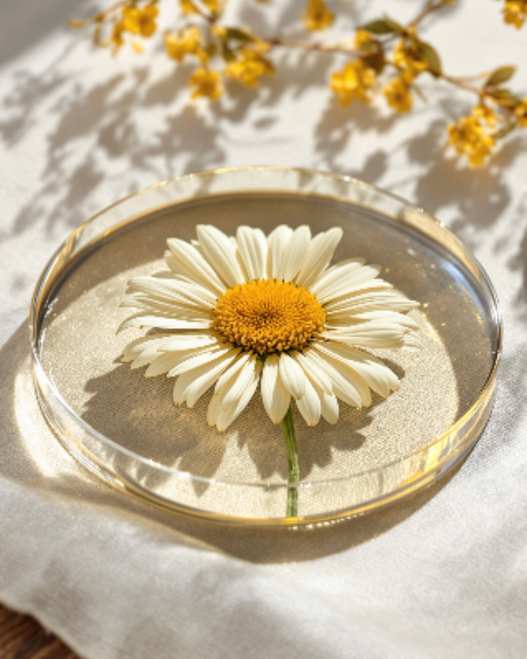 Plateau rond avec fleur de margarida