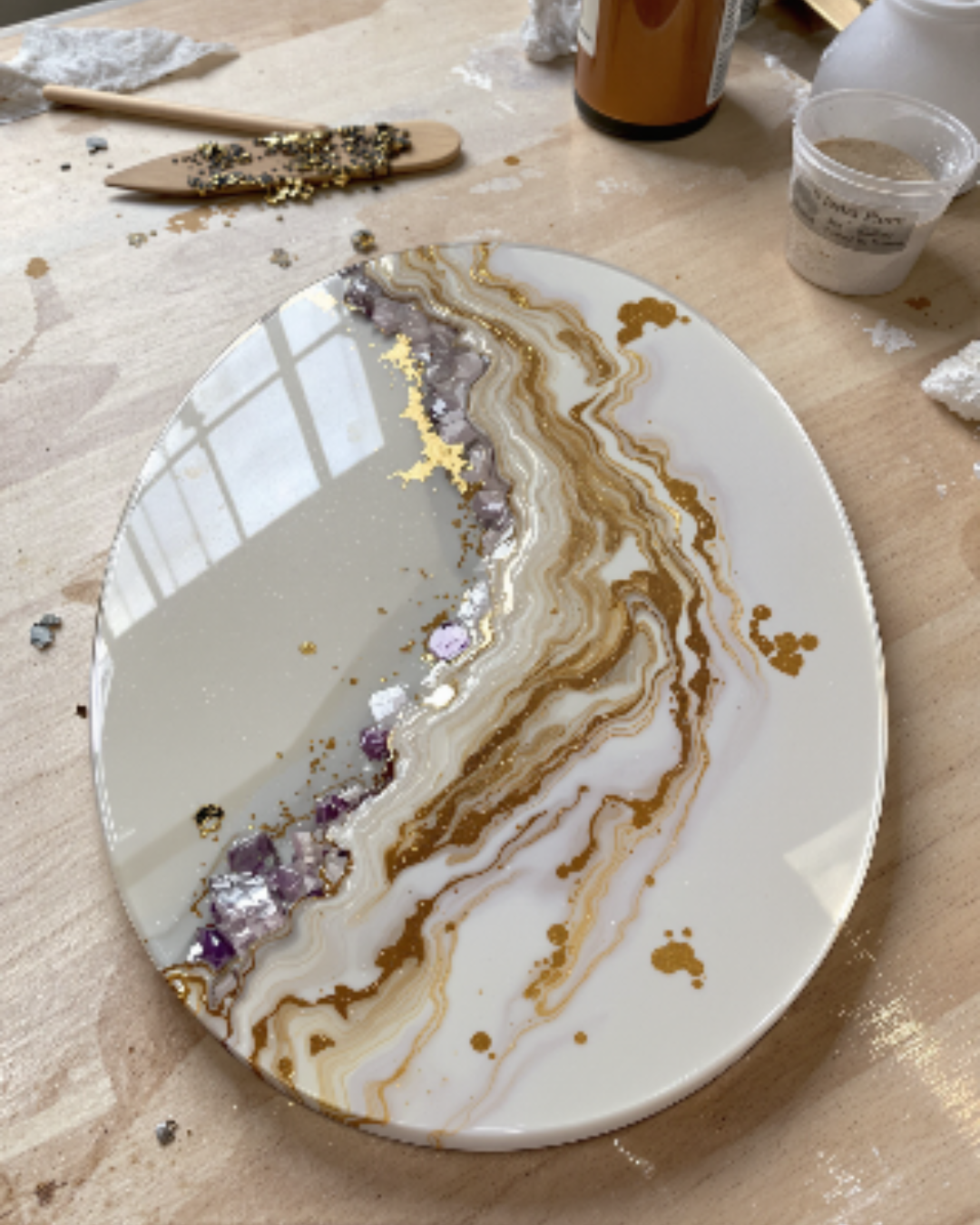 Plateau marbre doré et violet