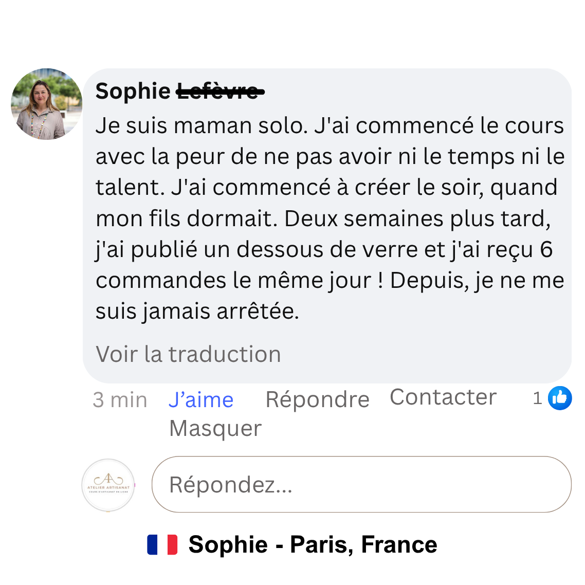 Sophie Lefèvre testimonial